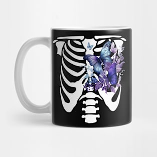 Floral Purple Butterfly Skeleton Mug